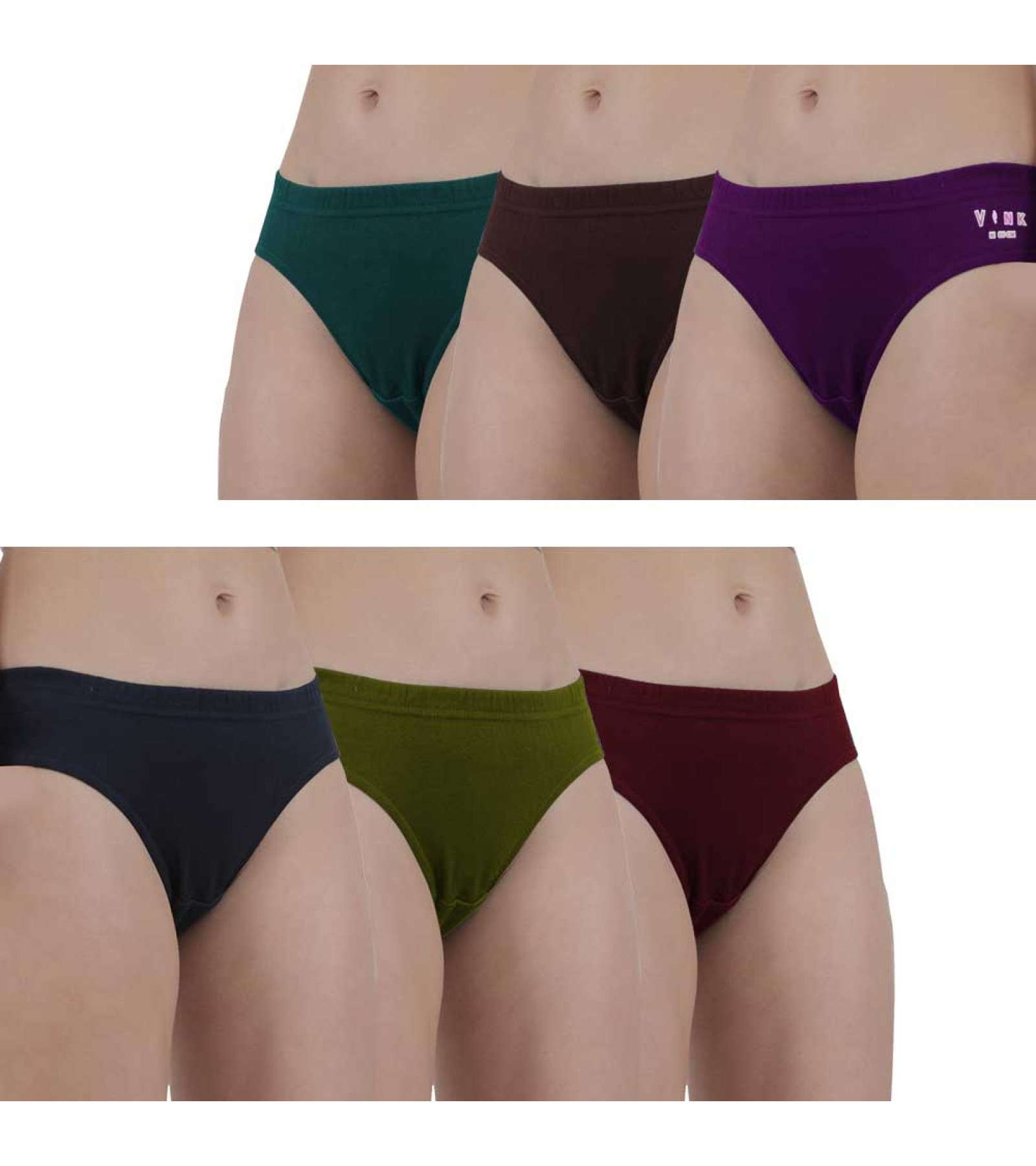 Vink Multicolor Womens Plain Panty 6 Pack Combo